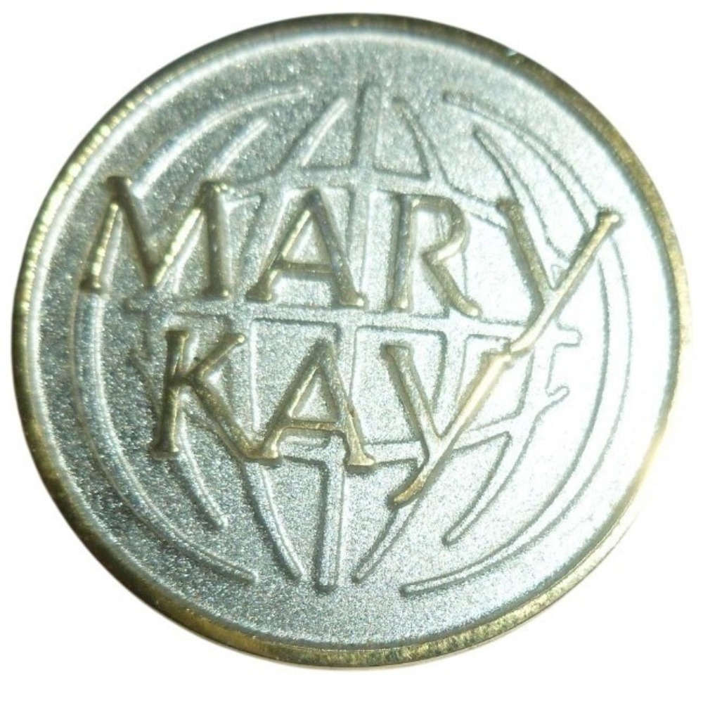 Mary Kay Globe Lapel Pin Silver Gold Tone Round Career Recognition Award Vintage